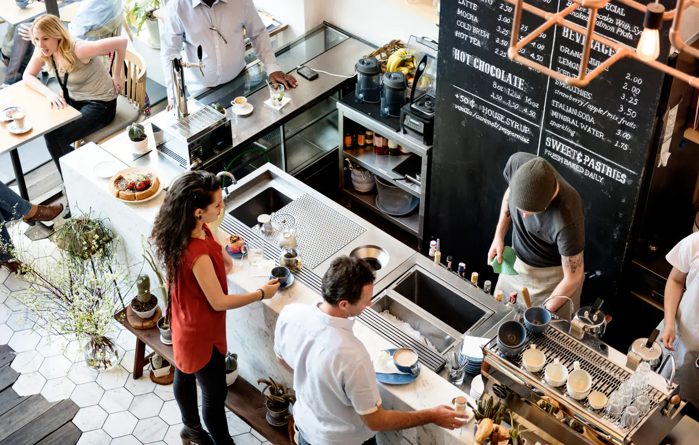 Neighbors gathering in a coffee shop